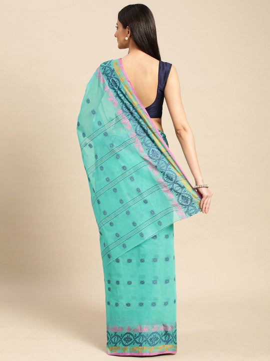 DESH BIDESH Ethnic Motifs Pure Cotton Taant Saree