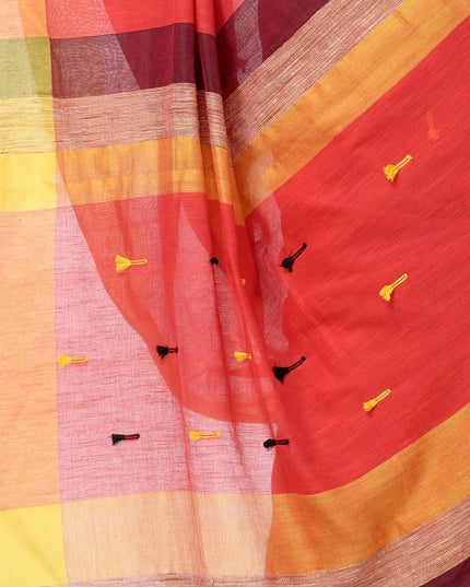 DESH BIDESH Striped Pure Cotton Handloom Taant Saree