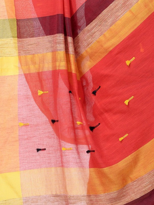 DESH BIDESH Striped Pure Cotton Handloom Taant Saree