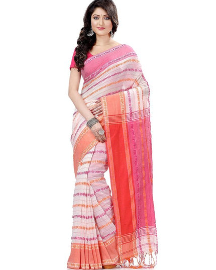 DESH BIDESH Woven Design Pure Cotton Traditional Taant Saree