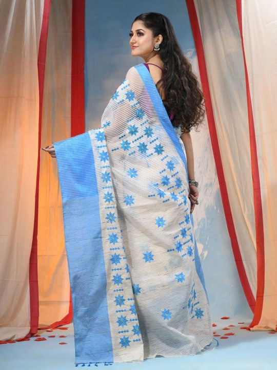 DESH BIDESH Floral Zari Pure Cotton Saree for Women - Traditional Indian Attire
