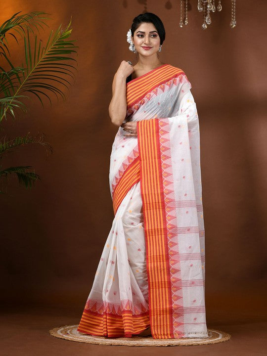 DESH BIDESH Women's Elegant Floral Pure Cotton Taant Saree