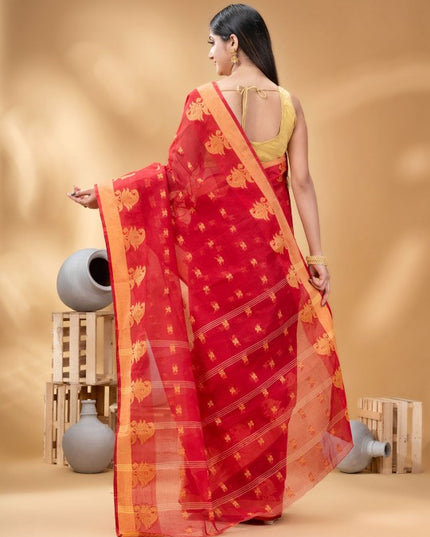DESH BIDESH Ethnic Motifs Woven Design Pure Cotton Taant Saree