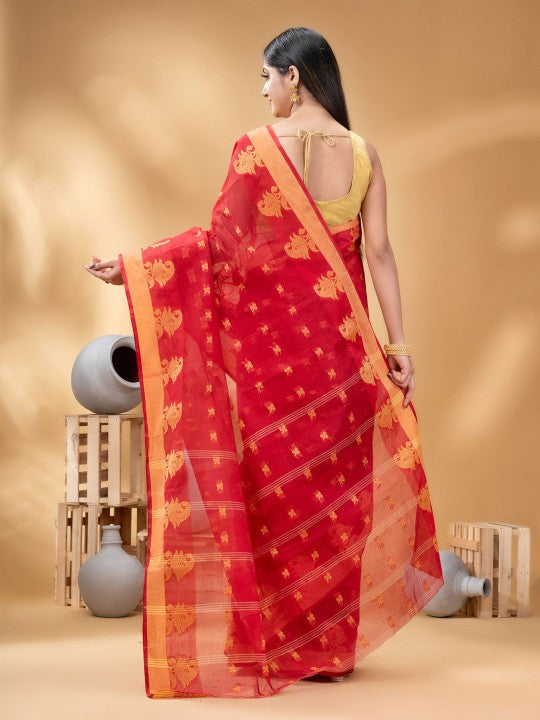 DESH BIDESH Ethnic Motifs Woven Design Pure Cotton Taant Saree