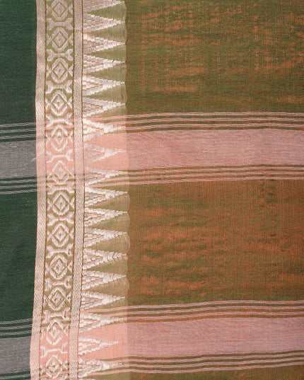 Exquisite Green and Pink Embroidered Tissue Saree with Blouse Piece