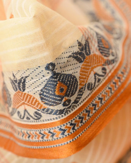 DESH BIDESH Beige Ethnic Motifs Pure Cotton Saree for Women with Woven Design