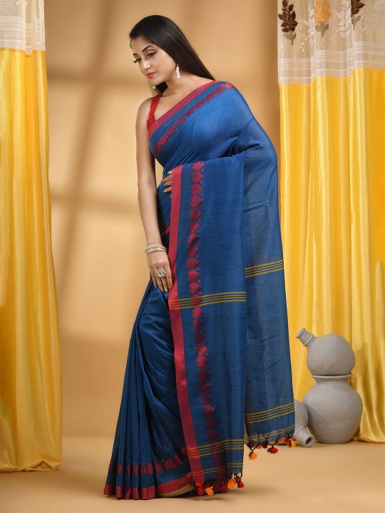 DESH BIDESH Woven Design Pure Cotton Handloom Taant Saree