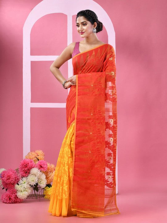 DESH BIDESH Woven Design Pure Cotton Taant Saree