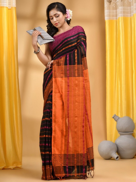 DESH BIDESH Woven Design Ethnic Motifs Pure Cotton Saree