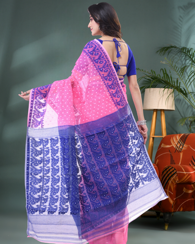 Women’s Dhakai Jamdani Saree – Hajar Buti Design
