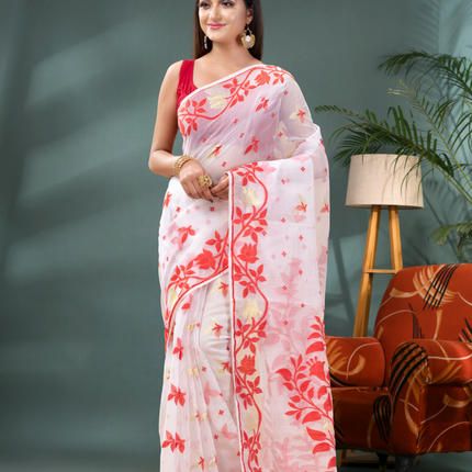 Collection image for: Bengal Red White Saree