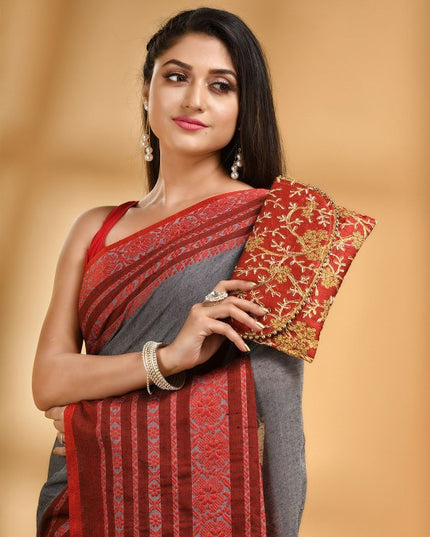 DESH BIDESH Woven Design Pure Cotton Taant Saree