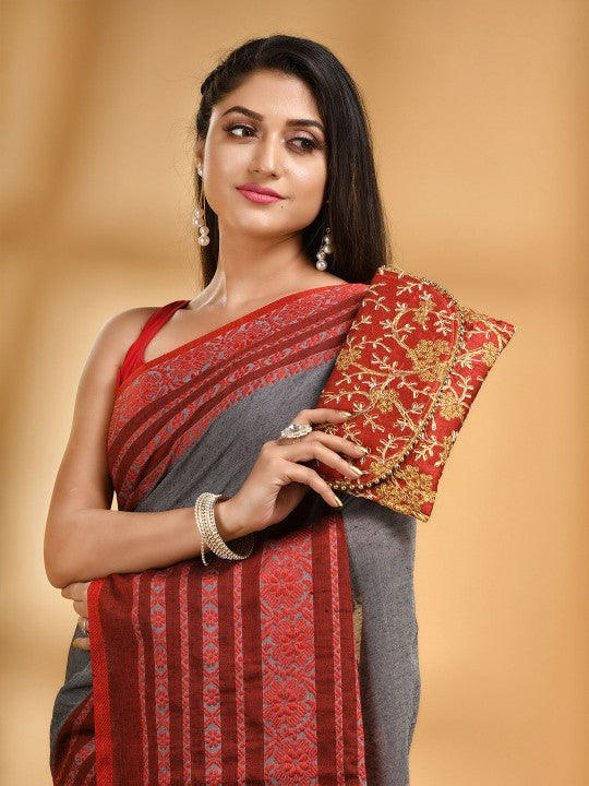 DESH BIDESH Woven Design Pure Cotton Taant Saree