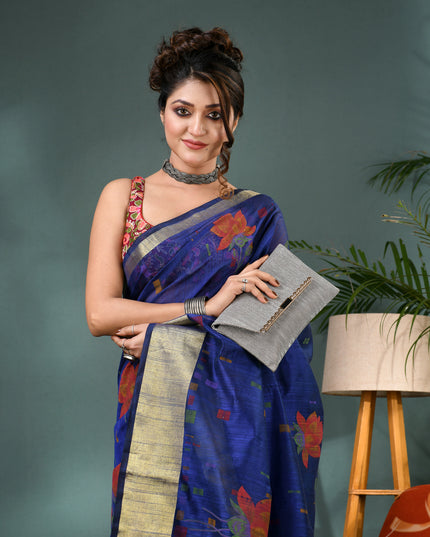 Floral Batik Kamal Phool Silk Cotton Saree