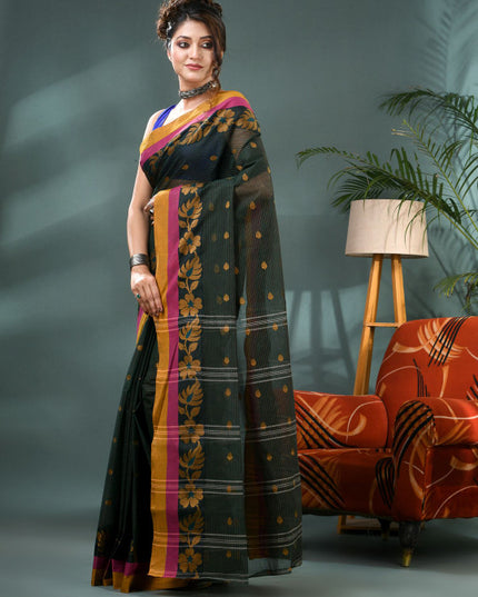 DESH BIDESH Woven Design Zari Pure Cotton Taant Saree