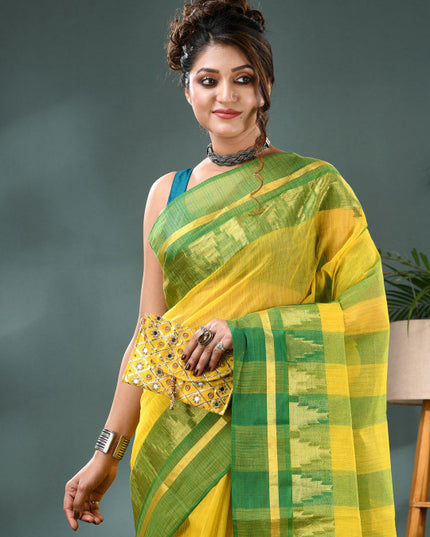 DESH BIDESH Bandhani Zari Pure Cotton Taant Saree