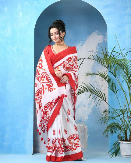 DESH BIDESH Ethnic Motifs Printed Pure Cotton Saree - Sarees for Women 36460828