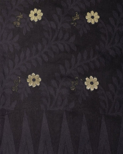 DESH BIDESH Black Gold Woven Pure Cotton Jamdani Saree Ethnic Motifs Women's