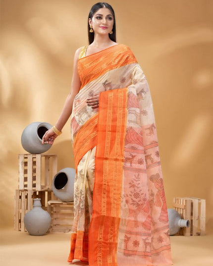 DESH BIDESH Woven Design Pure Cotton Taant Saree