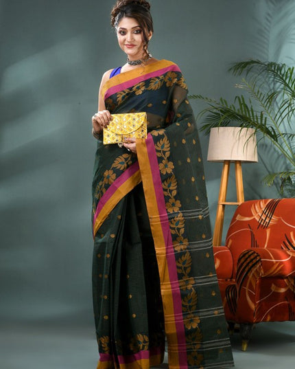 DESH BIDESH Woven Design Zari Pure Cotton Taant Saree