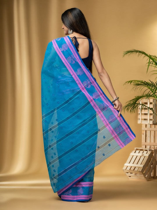 DESH BIDESH Ethnic Motifs Printed Pure Cotton Taant Saree
