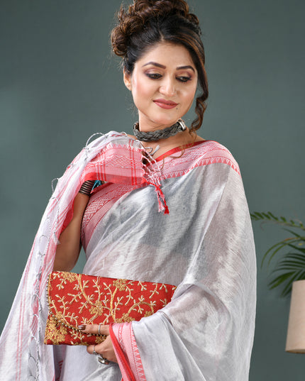 Women's Party Wear Suvarna Rekha Design Tissue Silk Saree with Blouse Piece