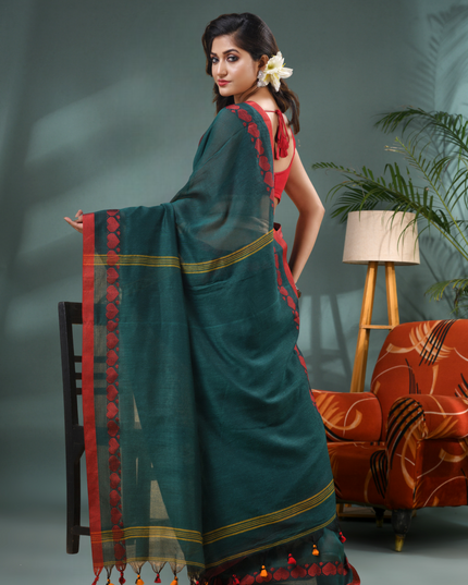 Women’s Traditional Bengali Tant Handloom Cotton Saree – Loveria Design