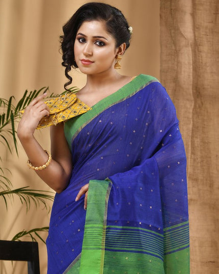 DESH BIDESH Ethnic Motifs Woven Design Sequinned Taant Saree