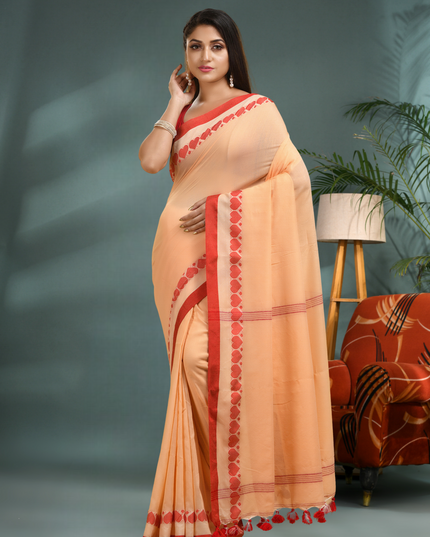 Women’s Traditional Bengali Tant Handloom Cotton Saree – Loveria Design