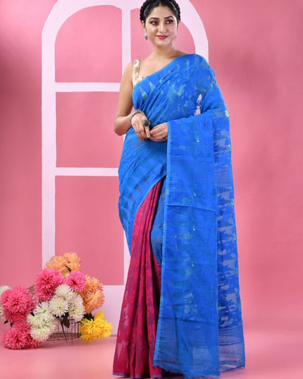 DESH BIDESH Paisley Handloom Jamdani Saree