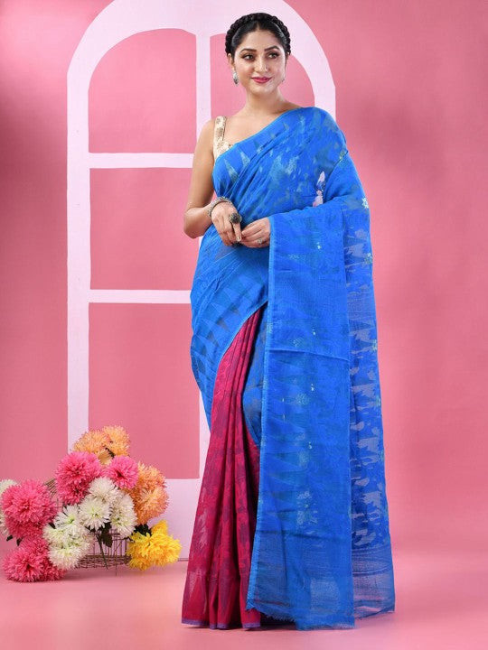 DESH BIDESH Paisley Handloom Jamdani Saree