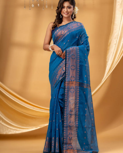 DESH BIDESH Woven Design Zari Taant Saree