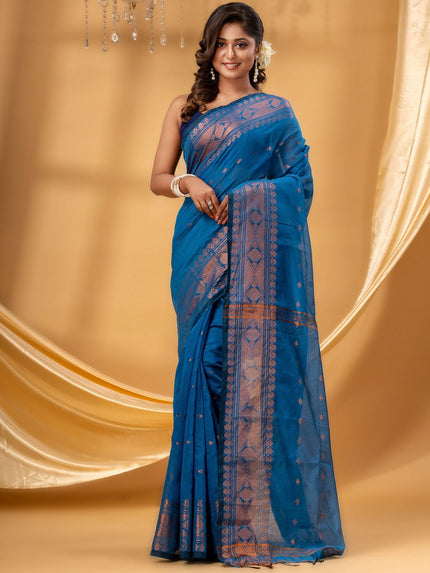 DESH BIDESH Woven Design Zari Taant Saree