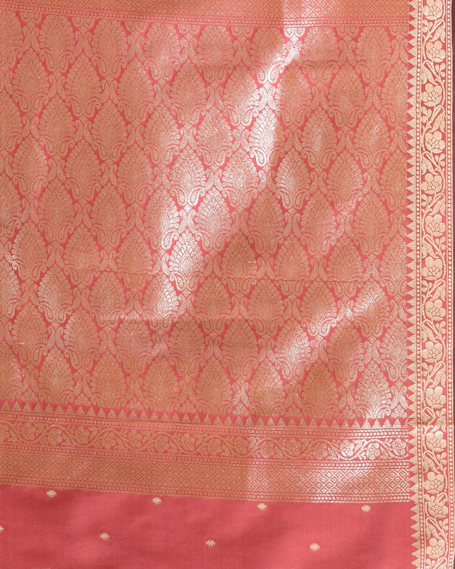 High-quality salmon silk blend saree for special events.