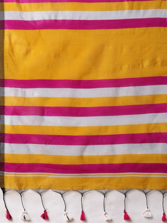 DESH BIDESH Striped Silk Cotton Saree: Vibrant, Elegant, Traditional Indian Attire for Women