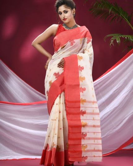 DESH BIDESH Pure Cotton Woven Design Saree: Elegant, Traditional, Lightweight, Comfortable