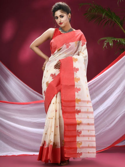 DESH BIDESH Pure Cotton Woven Design Saree: Elegant, Traditional, Lightweight, Comfortable
