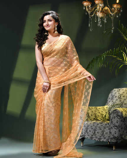 Women’s Net Sequin Embroidered saree Soft Net saree party, wear Chiffon wedding Silk georgette latest, Net sarees Heavy design Function Festive farewell saree for women (Golden)