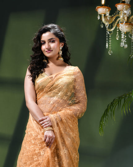 Women’s Net Sequin Embroidered saree Soft Net saree party, wear Chiffon wedding Silk georgette latest, Net sarees Heavy design Function Festive farewell saree for women (Golden)