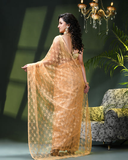 Women’s Net Sequin Embroidered saree Soft Net saree party, wear Chiffon wedding Silk georgette latest, Net sarees Heavy design Function Festive farewell saree for women (Golden)