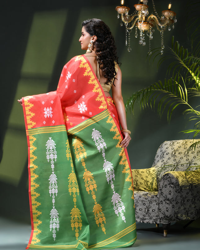 Women`s silk sarees party, wear latest, Tanvika design georgette chiffon Crepe cotton saree for farewell wedding New sari printed fancy printed silk sarees for women (Red Light Green)
