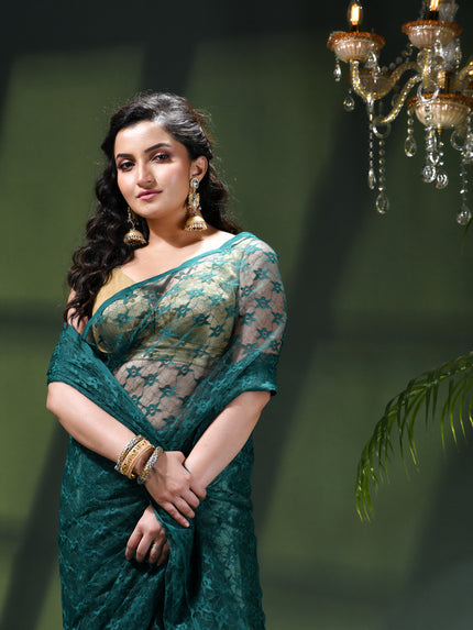Women’s Net Sequin Embroidered saree Soft Net saree party, wear Chiffon wedding Silk georgette latest, Net sarees Heavy design Function Festive farewell saree for women (Teal Green)