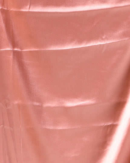 Women`s Soft Satin Silk Plain Saree for wedding, party, wear saree for women latest, design saree Satin Pure silk Crepe farewell party, wear dress Collection Plain sarees (Rose Gold)