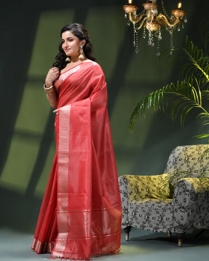 Women`s Tissue silk sarees for women latest, design Cotton sari Kanak zari New, Design golden Kora tissue banarasi New Farewell wedding kanjivaram silk party, wear saree (Red)