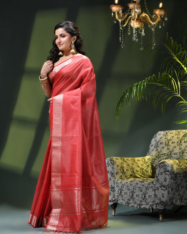 Women`s Tissue silk sarees for women latest, design Cotton sari Kanak zari New, Design golden Kora tissue banarasi New Farewell wedding kanjivaram silk party, wear saree (Red)