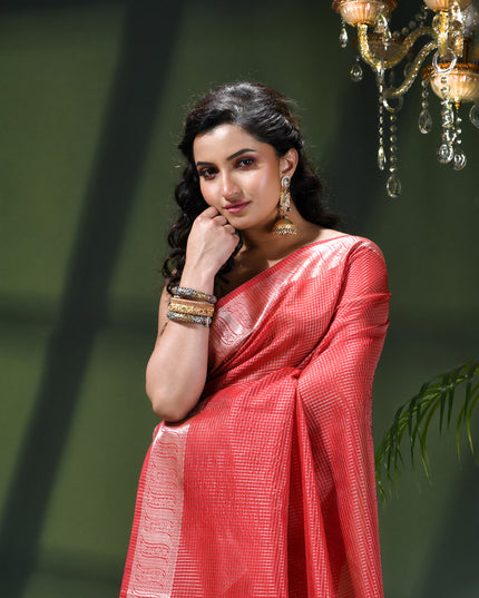 Women`s Tissue silk sarees for women latest, design Cotton sari Kanak zari New, Design golden Kora tissue banarasi New Farewell wedding kanjivaram silk party, wear saree (Red)