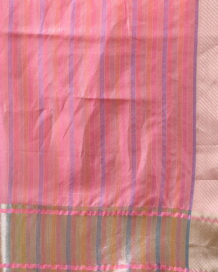Women`s Tissue silk sarees for women latest, design organza New sari Swarnika zari Design golden Kora tissue banarasi saree for wedding party, wear sarees for Women (Pink Blue)