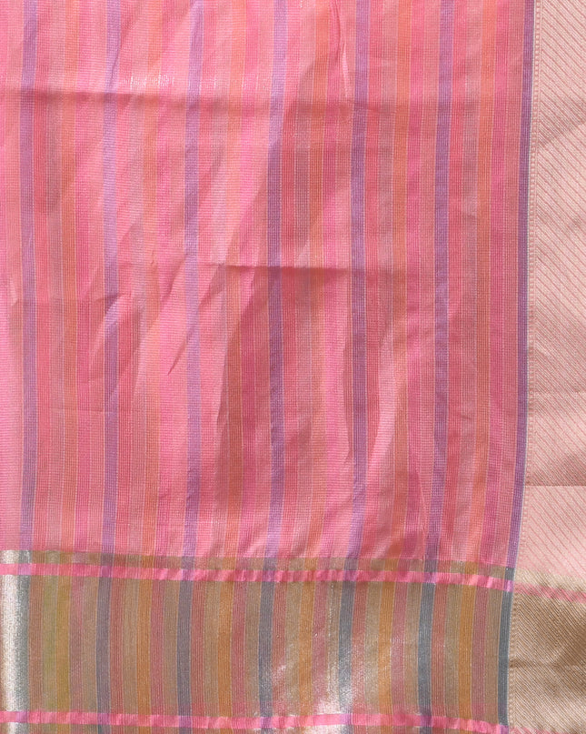 Women`s Tissue silk sarees for women latest, design organza New sari Swarnika zari Design golden Kora tissue banarasi saree for wedding party, wear sarees for Women (Pink Blue)