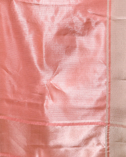 Women`s Tissue silk sarees for women latest, design organza New sari Swarnika zari Design golden Kora tissue banarasi saree for wedding party, wear sarees for Women (Soft Peach Pink)