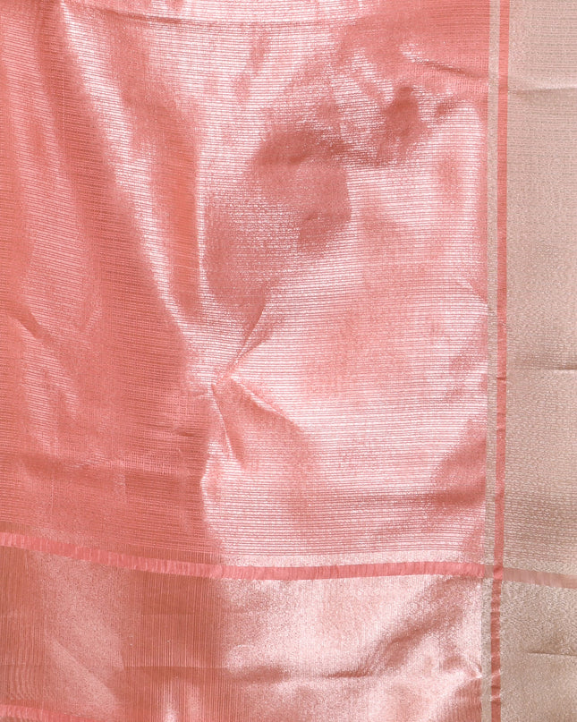 Women`s Tissue silk sarees for women latest, design organza New sari Swarnika zari Design golden Kora tissue banarasi saree for wedding party, wear sarees for Women (Soft Peach Pink)